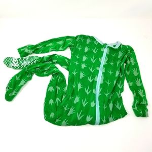 Kickee Pants Zipper Footie Pajamas Dino Footprints
